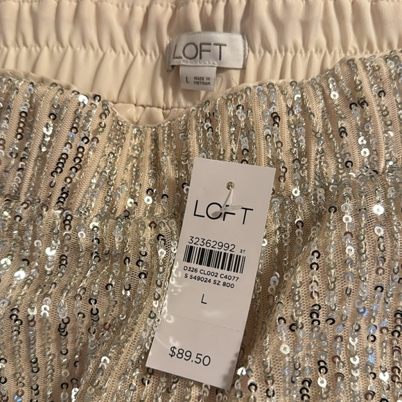 LOFT silver sequin joggers size L - Picture 2 of 5